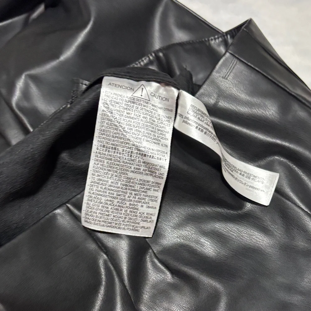 Zara Black Leather Look Trousers